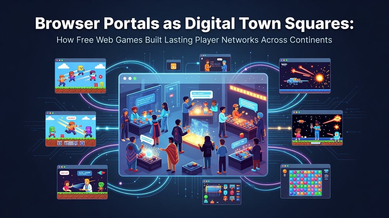 Diverse players connecting through browser game interfaces on multiple devices