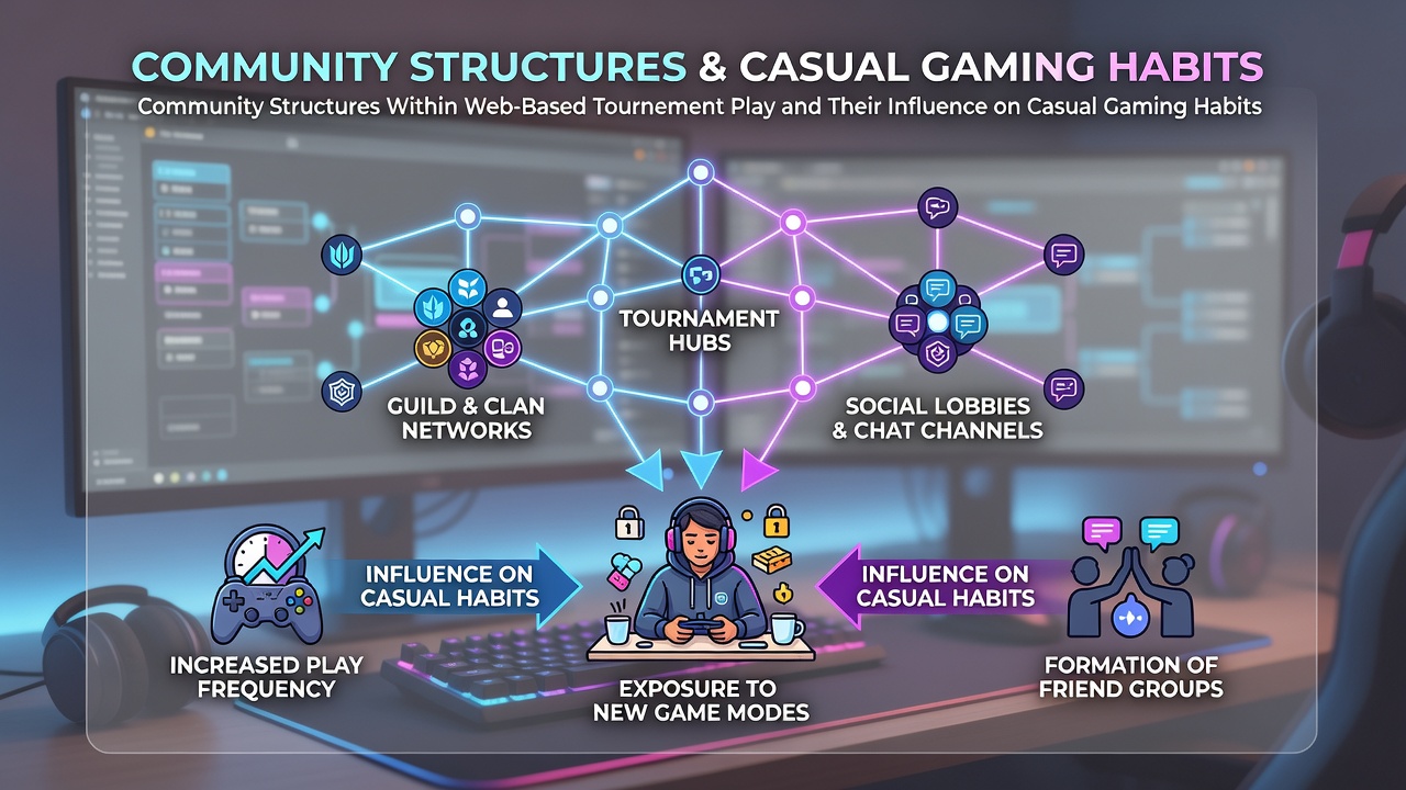 Players gathered around digital tournament interfaces showing team formations and leaderboard rankings