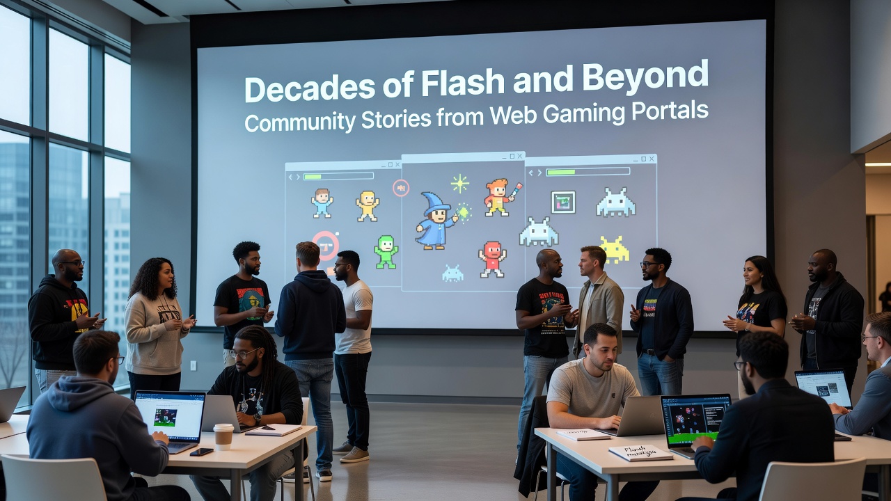 Modern web gaming community discussing HTML5 conversions and archived Flash titles on a contemporary portal